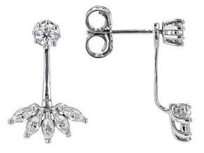 Moissanite Platineve Stud Earrings With Jacket 1.02ctw DEW