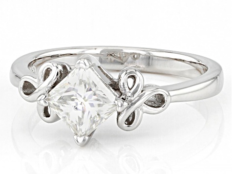 Moissanite Platineve Solitaire Ring .90ct DEW
