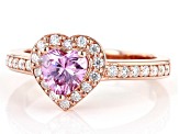 Colorless and Pink moissanite 14k rose gold over silver ring 1.08ctw DEW