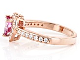 Colorless and Pink moissanite 14k rose gold over silver ring 1.08ctw DEW