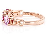 Colorless and Pink moissanite 14k rose gold over silver ring 1.56ctw DEW