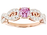 Colorless and Pink moissanite 14k rose gold over silver ring .90ctw DEW