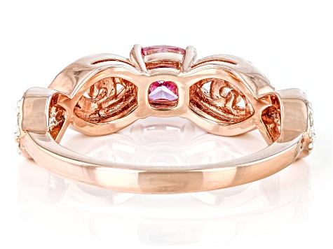 Colorless and Pink moissanite 14k rose gold over silver ring .90ctw DEW