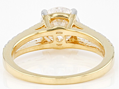 Moissanite Inferno Cut 14k Yellow Gold Over Silver  Ring 2.49ctw DEW.
