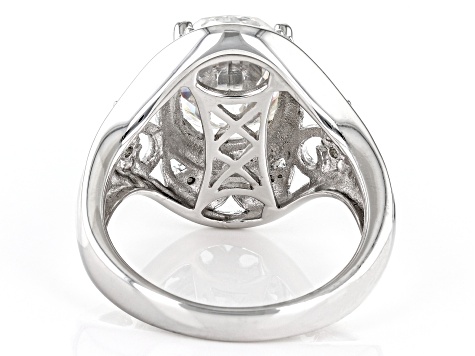 Moissanite platineve cocktail ring 4.36ctw DEW