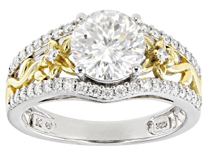 Moissanite Inferno Cut Platineve Two Tone Ring 2.63ctw DEW.