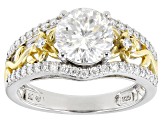 Moissanite Inferno Cut Platineve Two Tone Ring 2.63ctw DEW.