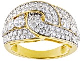 Moissanite 14k yellow gold over sterling silver crossover ring 2.06ctw DEW