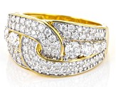 Moissanite 14k yellow gold over sterling silver crossover ring 2.06ctw DEW