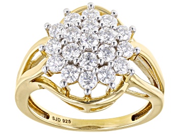 Picture of Moissanite 14k yellow gold over sterling silver cluster ring 1.02ctw DEW
