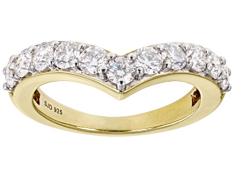 Moissanite 14k Yellow Gold Over Silver Chevron ring 1.10ctw DEW