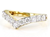 Moissanite 14k Yellow Gold Over Silver Chevron ring 1.10ctw DEW