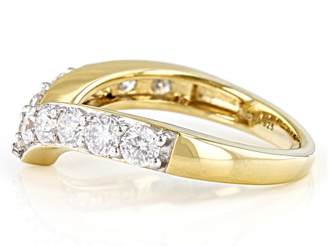Moissanite 14k Yellow Gold Over Silver Chevron ring 1.10ctw DEW