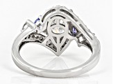 Moissanite And Tanzanite Platineve Bypass Ring 1.86ctw DEW.