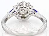 Moissanite And Tanzanite Platineve Ring .84ctw DEW.