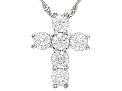 Moissanite Platineve Cross Pendant 1.38ctw DEW