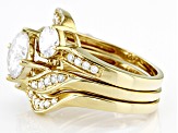 Moissanite 14k Yellow Gold Over Silver Ring With Two Bands 3.32ctw DEW.