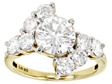 Moissanite 14k Yellow Gold Over Silver Ring 3.18ctw DEW.