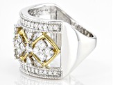 Moissanite Platineve And 14k Yellow Gold Over Silver Ring 1.17ctw DEW.