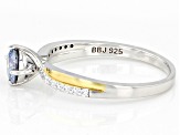 Blue and Colorless Moissanite Platineve And 14k Yellow Gold Over Silver Ring .74ctw DEW.
