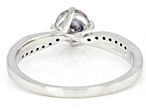 Blue and Colorless Moissanite Platineve And 14k Yellow Gold Over Silver Ring .74ctw DEW.