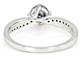 Blue and Colorless Moissanite Platineve And 14k Yellow Gold Over Silver Ring .74ctw DEW.