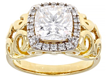 Picture of Moissanite 14k Yellow Gold Over Silver Ring 2.60ctw DEW