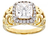 Moissanite 14k Yellow Gold Over Silver Ring 2.60ctw DEW