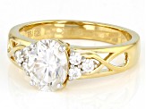 Moissanite 14k Yellow Gold Over Silver Ring 1.68ctw DEW