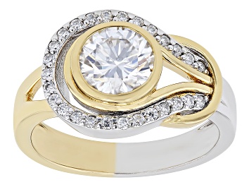 Picture of Moissanite Platineve And 14k Yellow Gold Over Silver Ring 1.46ctw DEW.