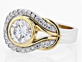 Moissanite Platineve And 14k Yellow Gold Over Silver Ring 1.46ctw DEW.