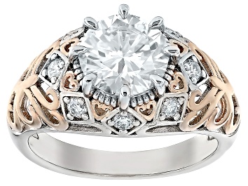 Picture of Moissanite Platineve And 14k Rose Gold Over Silver Ring 2.14ctw DEW