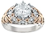 Moissanite Platineve And 14k Rose Gold Over Silver Ring 2.14ctw DEW