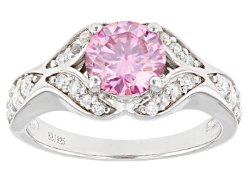 Picture of Pink And Colorless Moissanite Platineve Ring 1.60ctw DEW