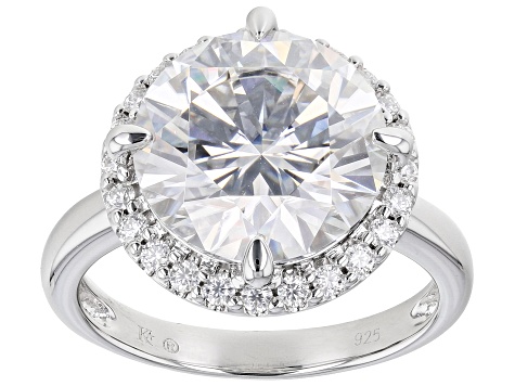 Moissanite Platineve Halo Ring 6.61ctw DEW.