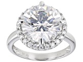 Moissanite Platineve Halo Ring 6.61ctw DEW.