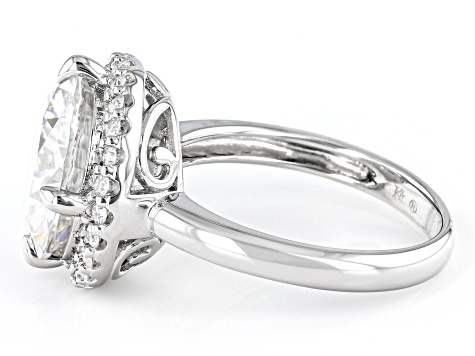 Moissanite Platineve Halo Ring 6.61ctw DEW.