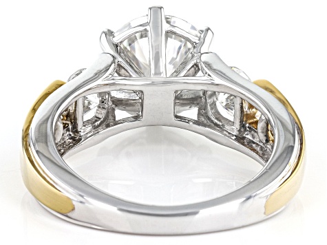 Moissanite Platineve And 14k Yellow Gold Over Silver Ring 3.78ctw D.E.W