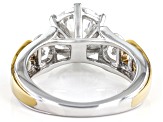 Moissanite Platineve And 14k Yellow Gold Over Silver Ring 3.78ctw D.E.W