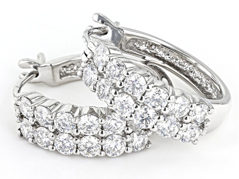 Moissanite Platineve Hoop Earrings 1.44ctw D.E.W