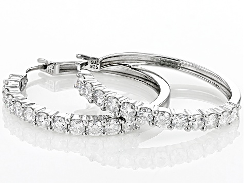 Moissanite Platineve Hoop Earrings 2.40ctw D.E.W