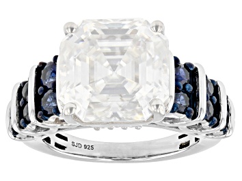 Picture of Moissanite And Blue Sapphire Platineve Ring 10.41ctw D.E.W