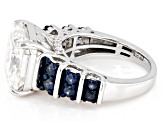 Moissanite And Blue Sapphire Platineve Ring 10.41ctw D.E.W