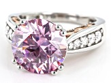 Pink And Colorless Moissanite Platineve And 14k Rose Gold Over Silver Ring 6.61ctw D.E.W