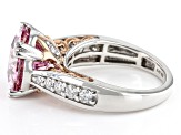 Pink And Colorless Moissanite Platineve And 14k Rose Gold Over Silver Ring 6.61ctw D.E.W