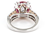 Pink And Colorless Moissanite Platineve And 14k Rose Gold Over Silver Ring 6.61ctw D.E.W