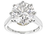 Moissanite Platineve And 14k Yellow Gold Over Silver  Ring 6.29ctw D.E.W