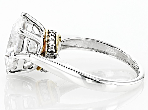 Moissanite Platineve And 14k Yellow Gold Over Silver  Ring 6.29ctw D.E.W