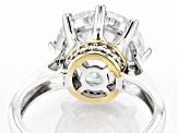 Moissanite Platineve And 14k Yellow Gold Over Silver  Ring 6.29ctw D.E.W