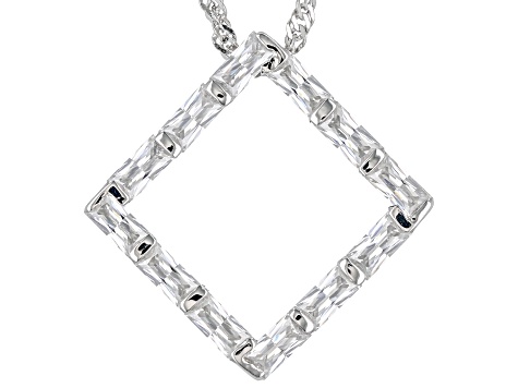 Moissanite Platineve Square Pendant 1.08ctw D.E.W